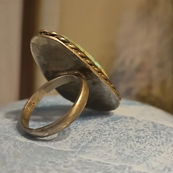 Amazing Turquoise with wrapped detailed 925 sterling silver ring size 8 - Picture 6 of 6